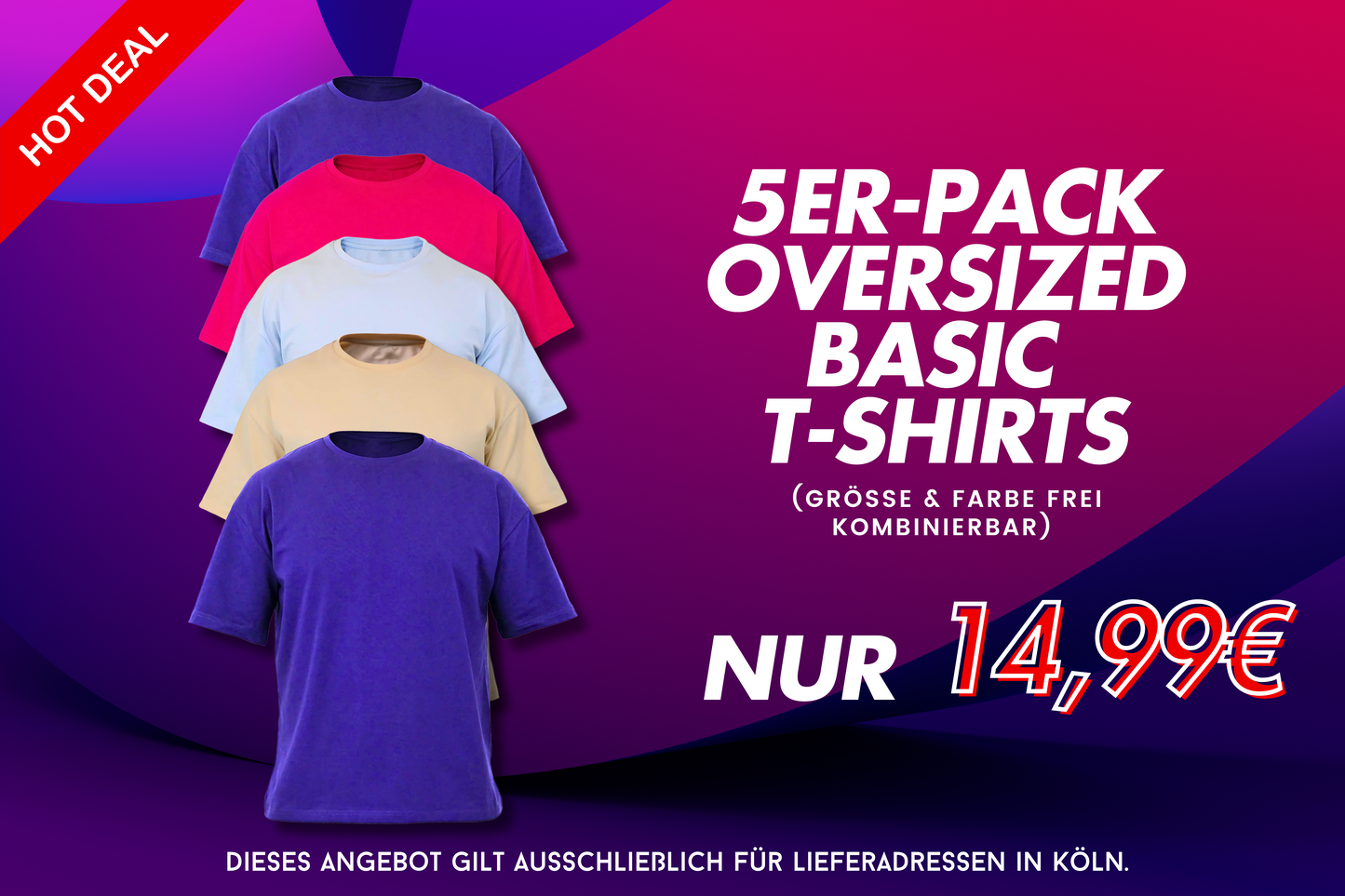 5er-Pack Oversized 170 gsm. T-Shirts – Mix & Match nach deinem Stil